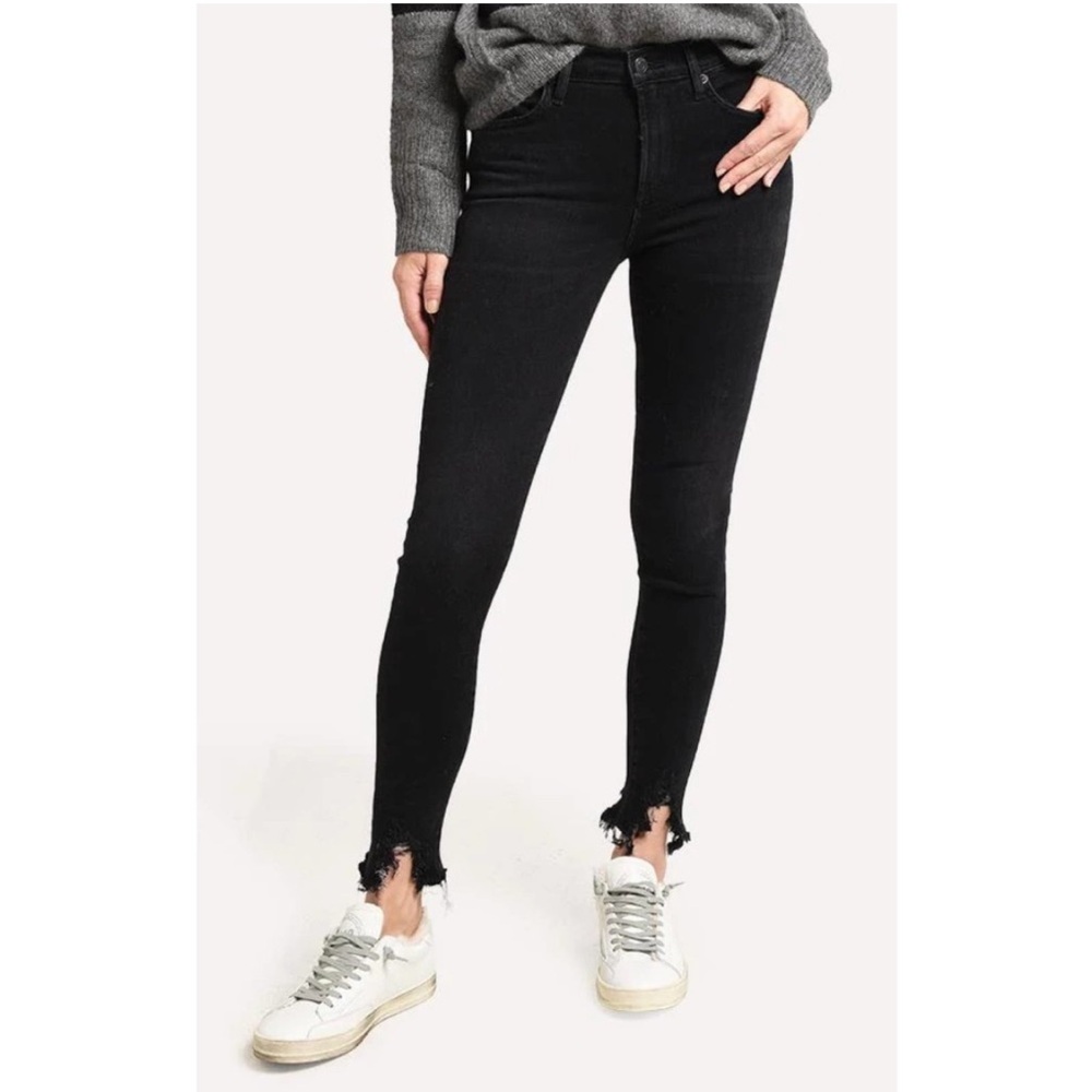 Agolde Sophie Mid Rise Skinny Ankle Distressed Black Jeans | Size 25
